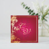 PixDezines bamboo+doppeltes Glück/chinesisch Einladung (Stehend Vorderseite)