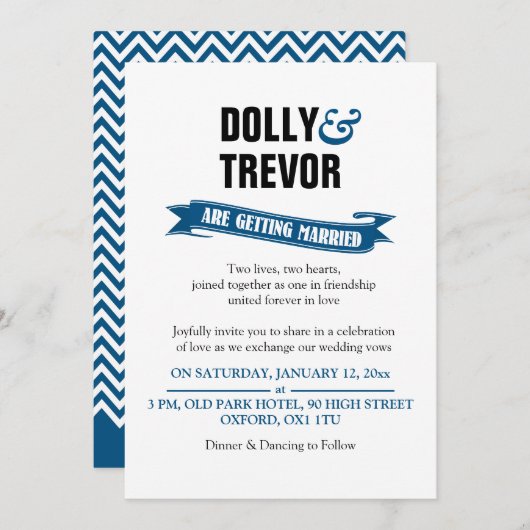 PixDezines Bandbanner/blau Einladung (Vorne/Hinten)