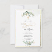 PixDezines Baptême d'Eucalyptus Rustique Aquarelle Einladung (Vorderseite)