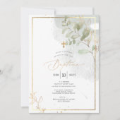 PixDezines Baptême d'Eucalyptus Rustique Aquarelle Einladung (Vorderseite)