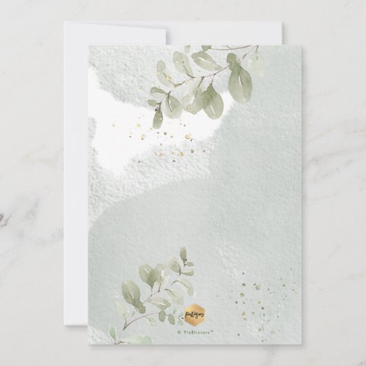 PixDezines Baptême d'Eucalyptus Rustique Aquarelle Einladung (Rückseite)