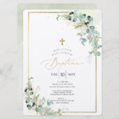 PixDezines Baptême d'Eucalyptus Rustique Aquarelle Einladung (Vorne/Hinten)