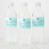 PixDezines Bar Mitzvah, Aqua Wasserfarbe Wasserflaschenetikett (Flaschen)