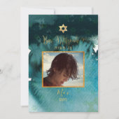 PixDezines Bar Mitzvah |Aquamarine grüne Farbe Einladung (Vorderseite)