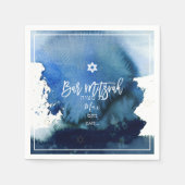 PixDezines Bar Mitzvah |Aquarellblau Serviette (Vorderseite)