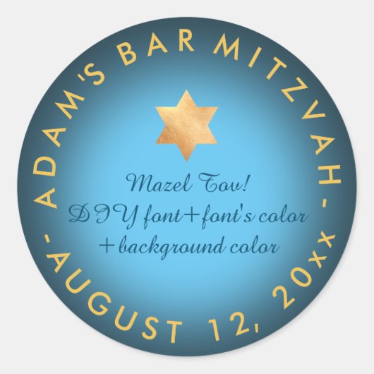 PixDezines Bar Mitzvah/Bat Mitzvah/DIY Runder Aufkleber (Vorderseite)
