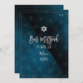 PixDezines Bar Mitzvah |Donnerblaue Wasserfarbe Einladung (Vorne/Hinten)