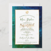 PixDezines Bar Mitzvah |Marine+Smarald Watercolor Einladung (Rückseite)