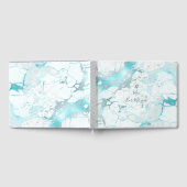 PixDezines Bar Mitzvah, Marmor, Aqua+Silver Gästebuch (Voll)