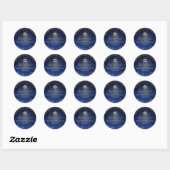 PixDezines Bar Mitzvah Navy Blue Watercolor Runder Aufkleber (Blatt)