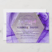 PixDezines Bar Mitzvah Silver/Ultra Violet Fraktal Einladung (Rückseite)