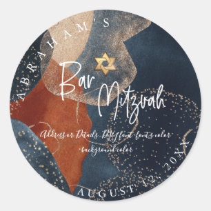 PixDezines Bar Mitzwa, H2 Moderne Abstrakte Klassi Runder Aufkleber