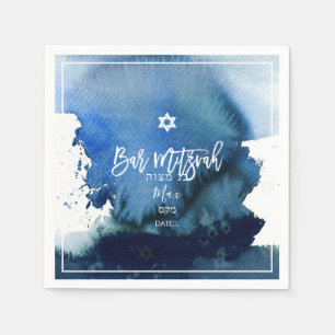 PixDezines Bar Mitzwa   Wasserfarbe Ozeanblau Serviette