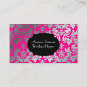 PixDezines Barockdamast Imitate silber/heiß rosa Visitenkarte (Vorderseite)