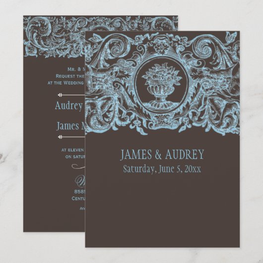 PixDezines-Barockstil Einladung (Vorne/Hinten)