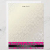 PixDezines Baroque Damask/heißes Rosa Briefbogen (Vorne/Hinten)