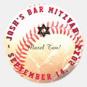 PixDezines Baseball Mitzvah Runder Aufkleber
