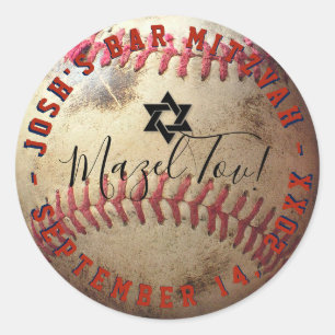PixDezines Baseball Mitzvah Runder Aufkleber