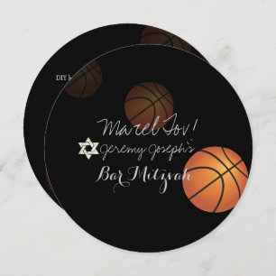 PixDezines Basketball Bar Mitzvah/DIY Farbe Einladung