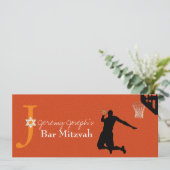 ✡ PixDezines Basketball Bar Mitzvah Einladung (Stehend Vorderseite)