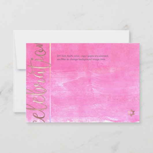 PixDezines Bat Mitzvah Celebration Cards ✡ Pink RSVP Karte (Rückseite)