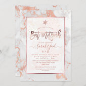PixDezines Bat Mitzvah Marmor Imitate Rose Gold Ve Einladung (Vorne/Hinten)