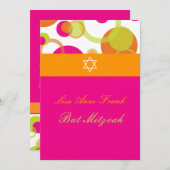 PixDezines Bat Mitzvah+Mod Blasen/orange/heißen Ro Einladung (Vorne/Hinten)
