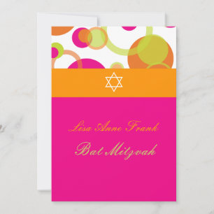 PixDezines Bat Mitzvah+Mod Blasen/orange/heißen Ro Einladung