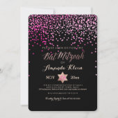 PixDezines Bat Mitzvah/Pink/Rose Gold/Confetti Einladung (Vorderseite)
