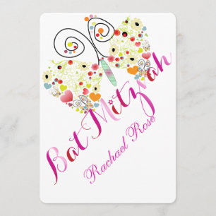 PixDezines Bat Mitzvah/Schmetterlinge Einladung
