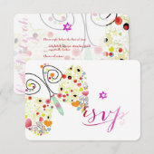 PixDezines Bat Mitzvah/Schmetterlinge RSVP Karte (Vorne/Hinten)