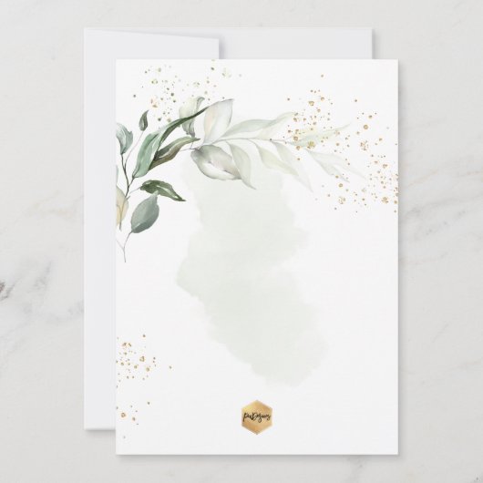 PixDezines Batismo de eucalipto rústico em aquarel Einladung (Rückseite)