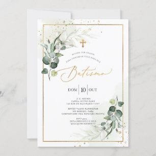 PixDezines Batismo de eucalipto rústico em aquarel Einladung