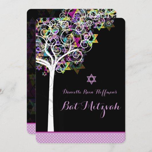 PixDezines Baum des Lebens Bat Mitzvah/diy Hinterg Einladung (Vorne/Hinten)
