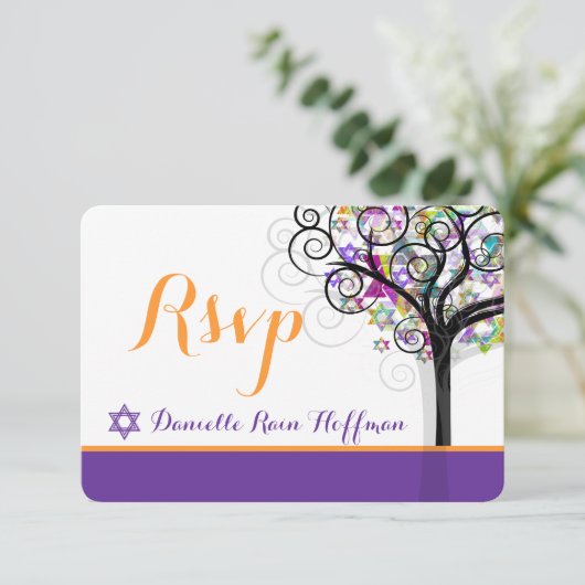 PixDezines Baum des Lebens Bat Mitzvah/diy Hinterg Einladung (Stehend Vorderseite)