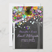 PixDezines Baum des Lebens B'not Mitzvah/Calkboard Einladung (Vorderseite)
