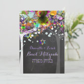 PixDezines Baum des Lebens B'not Mitzvah/Calkboard Einladung (Stehend Vorderseite)