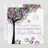PixDezines Baum des Lebens B'not Mitzvah Einladung (Vorne/Hinten)
