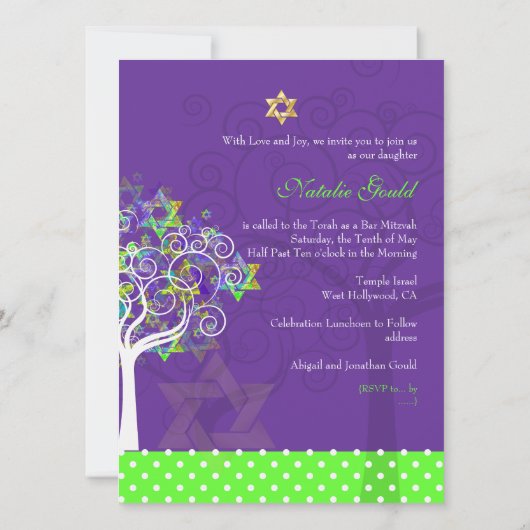 PixDezines-Baum des Lebens/DIY-Hintergrundfarben Einladung (Rückseite)