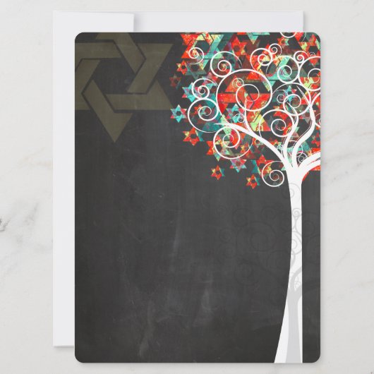 PixDezines-Baum des Lebens Mitzvah/Kalkboard Einladung (Rückseite)