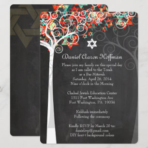 PixDezines-Baum des Lebens Mitzvah/Kalkboard Einladung