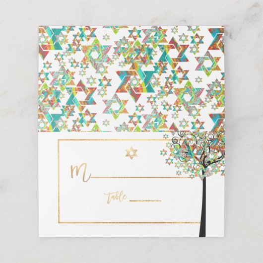 PixDezines-Baum von LIfe+Green+Orange Platzkarte (Außenseite Aufgefaltet)