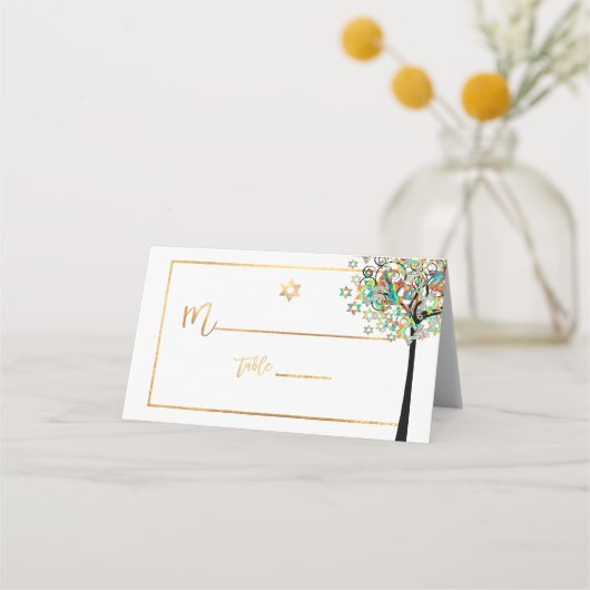 PixDezines-Baum von LIfe+Green+Orange Platzkarte (Vorderseite)