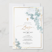 PixDezines Bautizo Eucalipto Rústico Acuarela Einladung (Vorderseite)