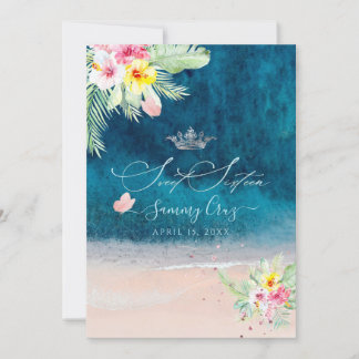 PixDezines Beach 16 . Geburtstag Deep Blue Sea Einladung