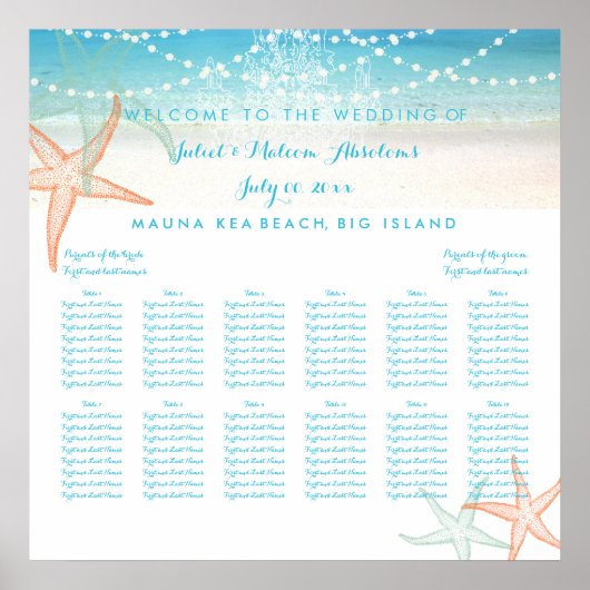 PixDezines Beach/Chadeliers/Seating Chart Poster (Vorne)