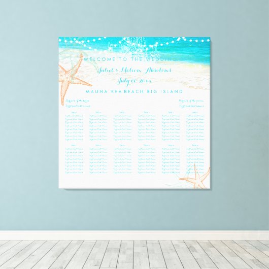 PixDezines Beach/Hochzeitssitzplan Leinwanddruck (Insitu (Holzboden))