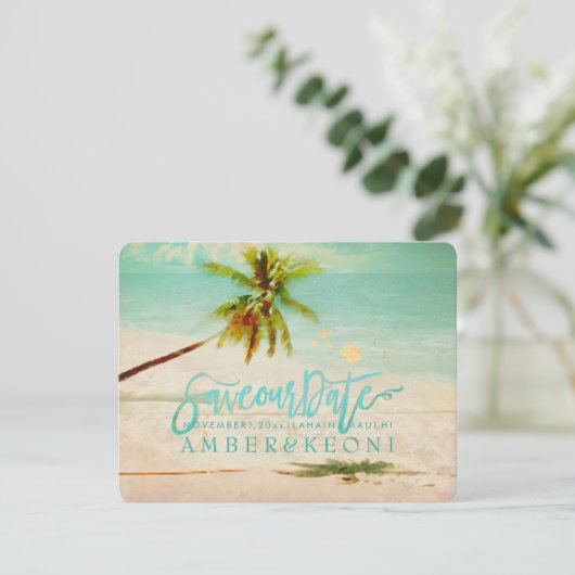 PixDezines Beach/Ocean/Palm Tree/Save the Date Save The Date (Stehend Vorderseite)