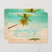 PixDezines Beach/Ocean/Palm Tree/Save the Date Save The Date (Vorne/Hinten)