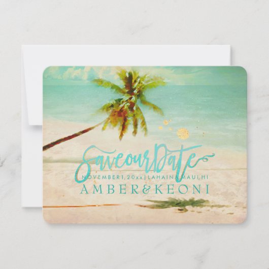 PixDezines Beach/Ocean/Palm Tree/Save the Date Save The Date (Vorderseite)